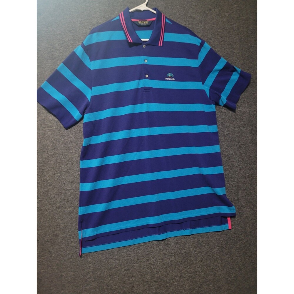 Polo Golf Ralph Lauren XL striped embroidered logo striped blue purple pima
